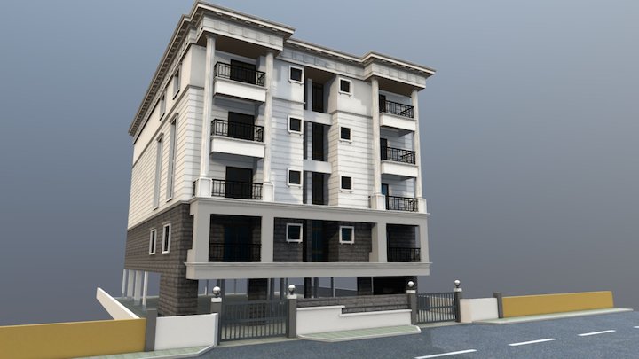 Apartment Front Elevation 2 3D Model