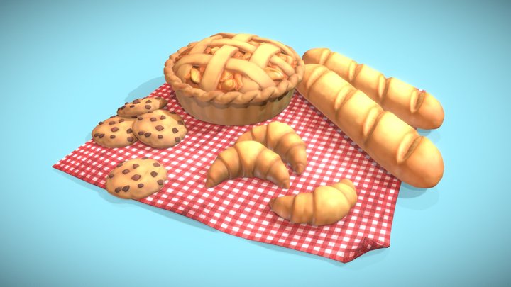 Cartoon Pastries 3D Model