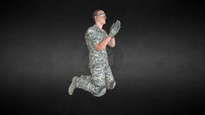 Praying Soldier 3D Model