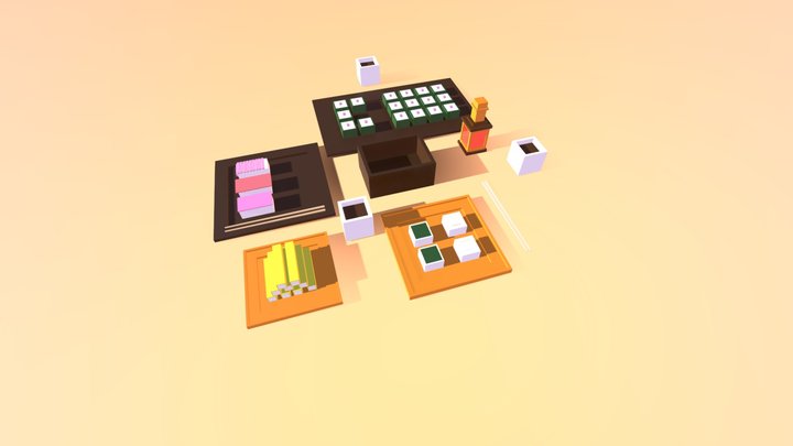 Low Poly Sushi 3D Model