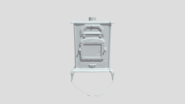 Old black metal stove 3D Model