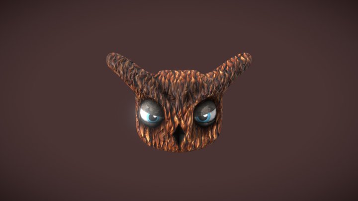 Owl cartoon head - Pawtions 3D Model