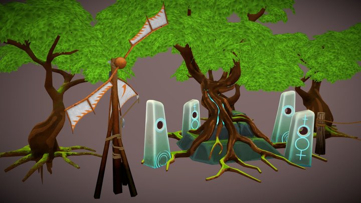 Oniric Tree - Stylized Scene – Kostenloses 3D-Modell STL
