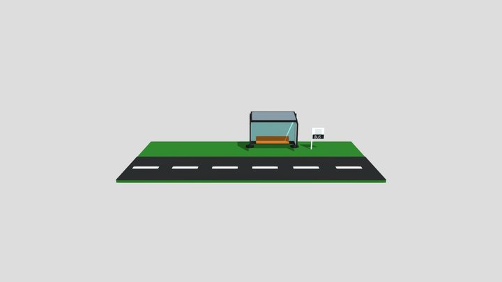 Low Poly Bus Stop 3D Model