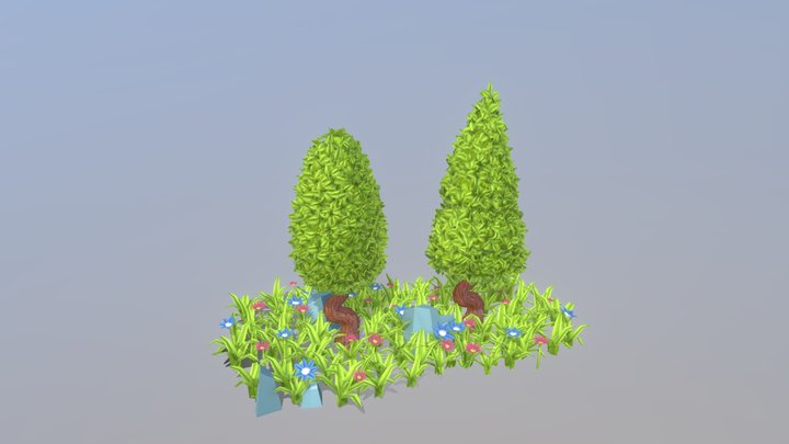 Cartoon trees 3D Model