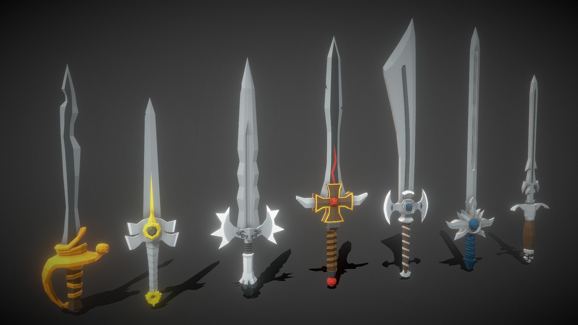 Free Stylized Low Poly Swords - Download Free 3D model by purepoly