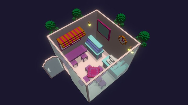 3d voxel cafe shop 3D Model