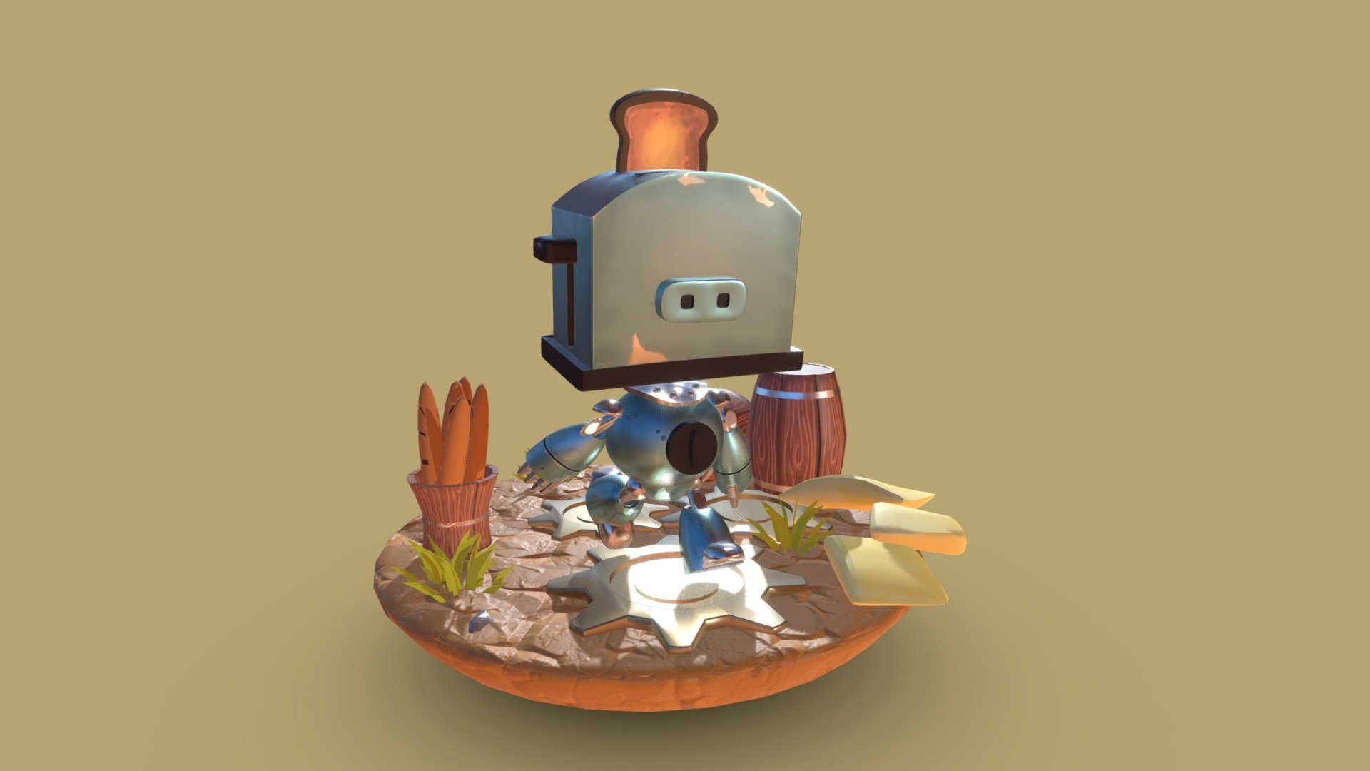 Toaster robot 3D model by Cleyder Felipe (designercleyder) [769b76d] Sketchfab