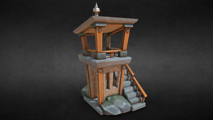 Stylized Watchtower Stone 3D Model