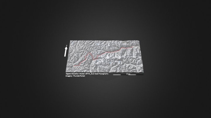 念青唐古拉山_徒步_等高地图 – Modèle 3D gratuit STL