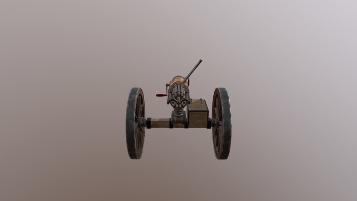 Steampunk Gatling Gun Model 3D Model
