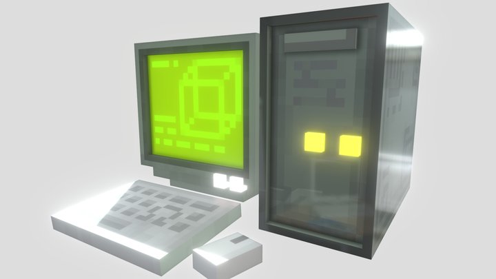 Retro computer Minecraft 3D Model