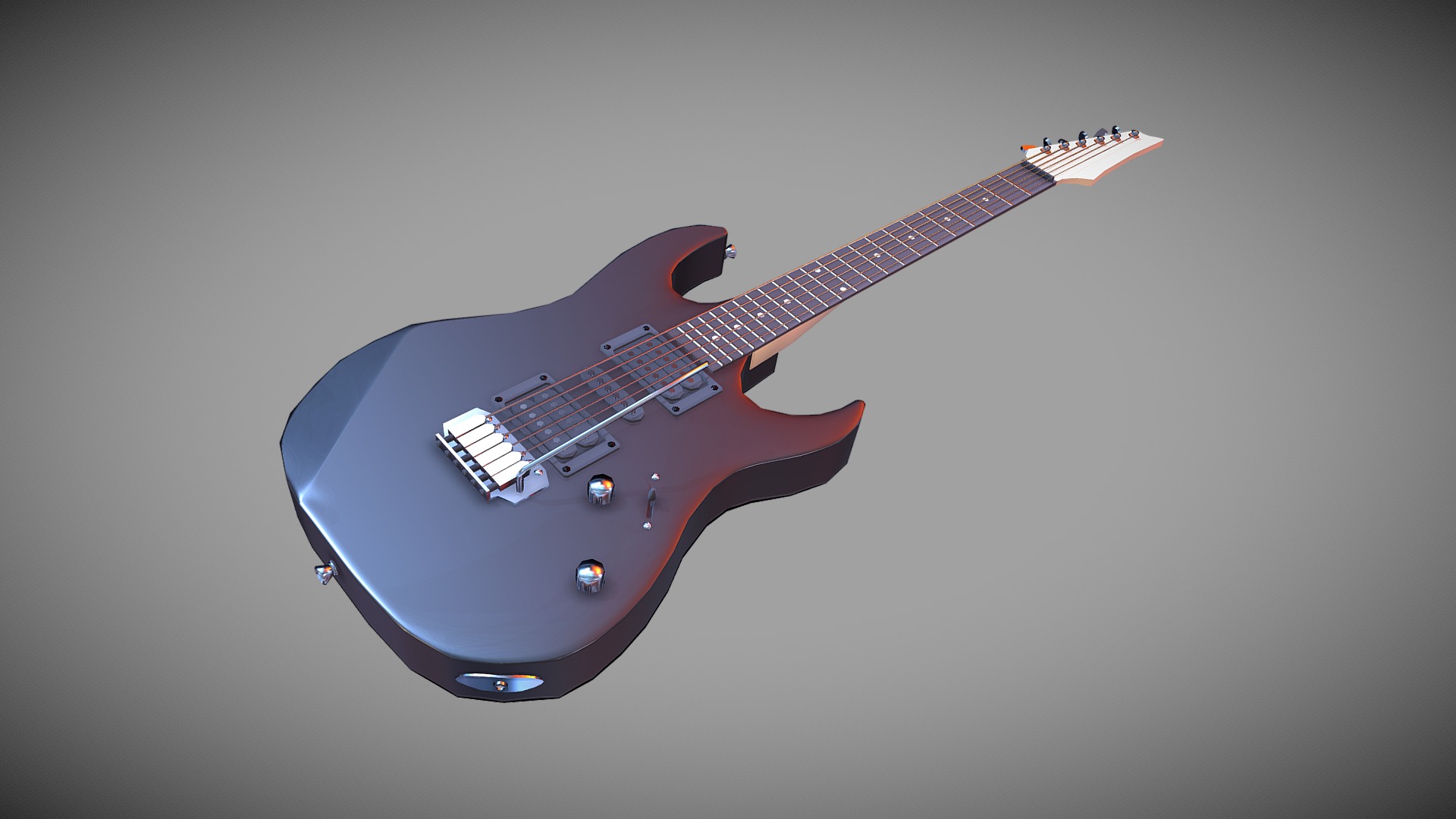 3D model Electric Guitar: Game Ready (Mid Poly) - This is a 3D model of the Electric Guitar: Game Ready (Mid Poly). The 3D model is about a guitar on a table.