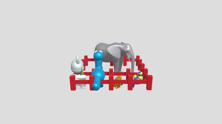Animali nel recinto furiosi affamati 3D Model