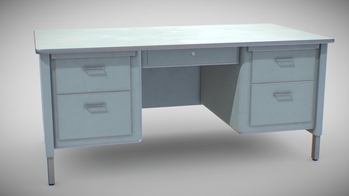 Metal Desk Table 3D Model