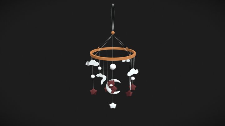 3D Model of a Baby Crib Hanging Mobile 3D Model