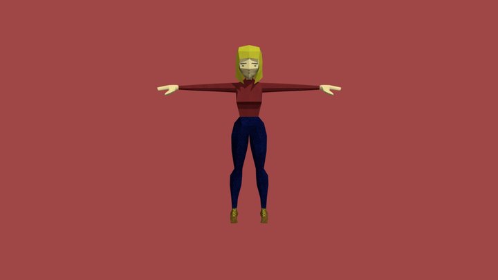 Low Poly Woman 3D Model
