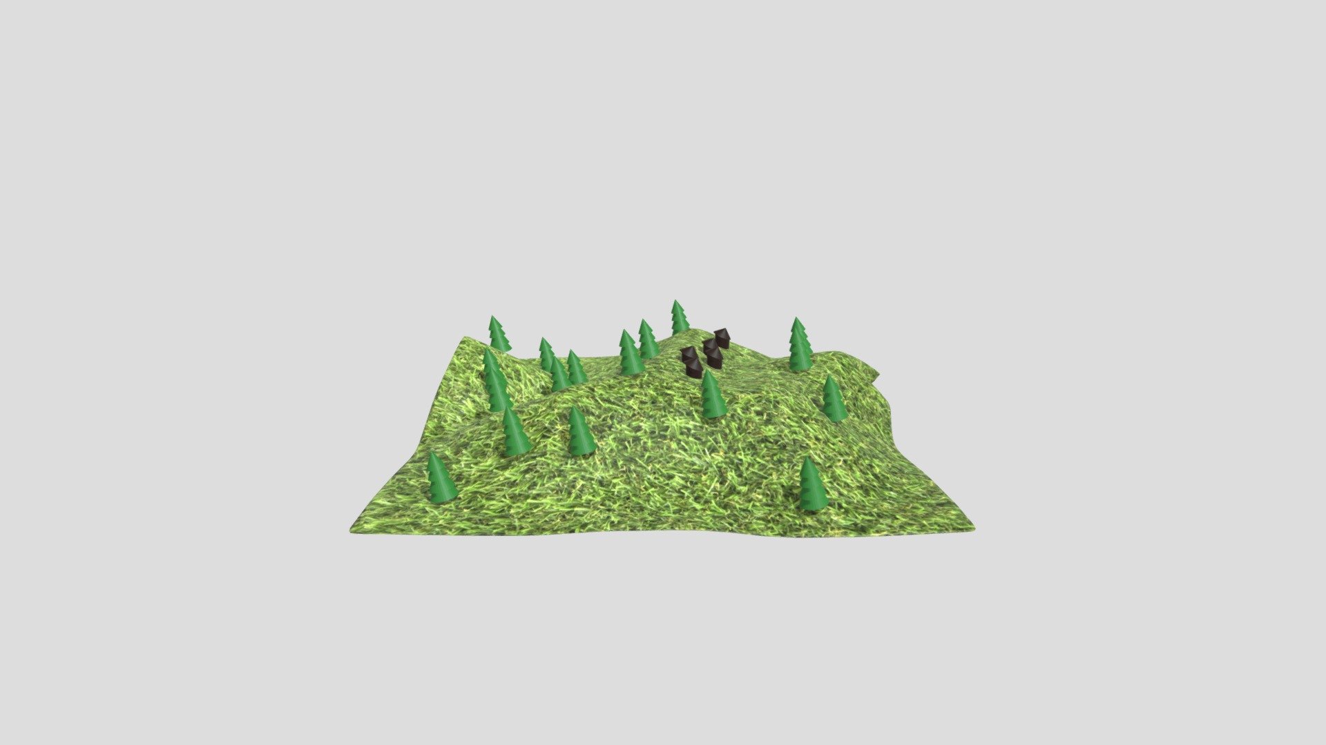 Gradient forest with village - 3D model by Blender-Witek ...
