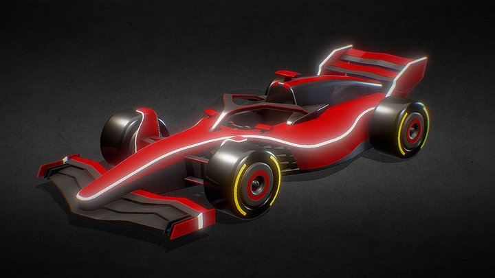 Low Poly Red F1 Car Model 3D Model