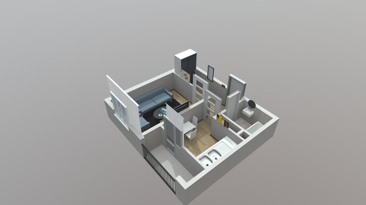 Section of a 1-room apartment 3D Model