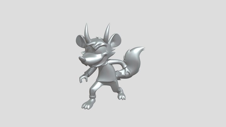 cartoon werewolf in striped shirt 3D Model