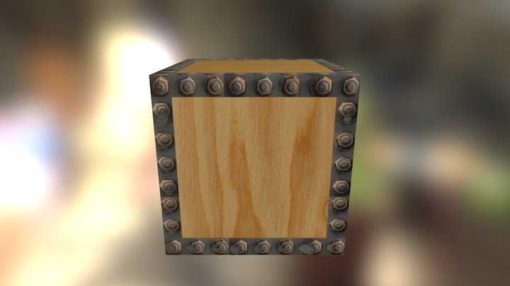 Wooden-Metal Crate 3D Model