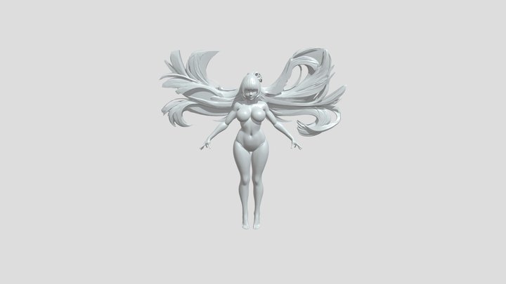 Female figure with flowing hair 3D Model