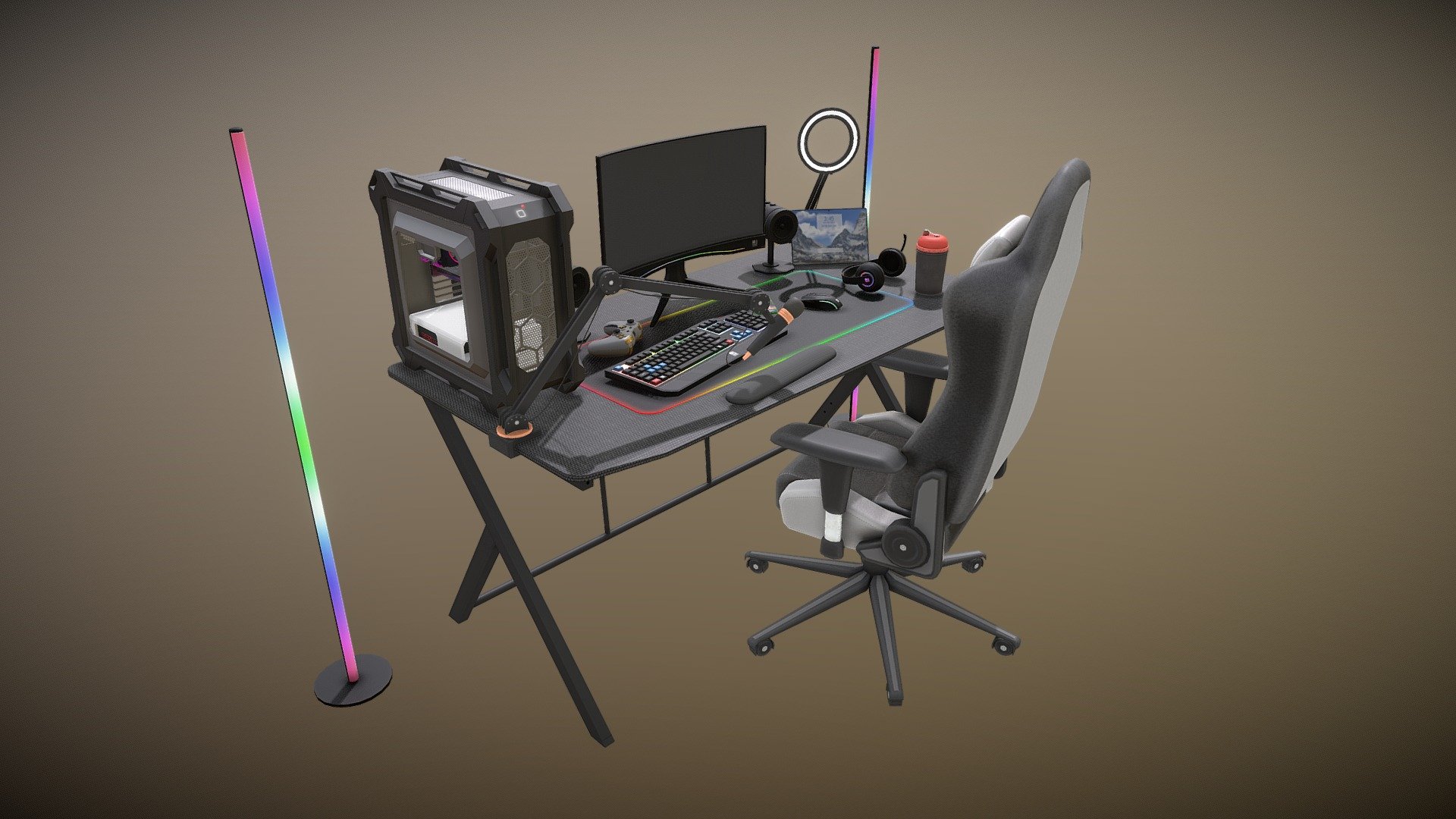 High Quality Gaming Setup Pack - 3D model by GAMICO [76b376c] - Sketchfab