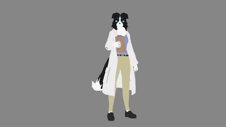Border Collie Scientist 3D Model