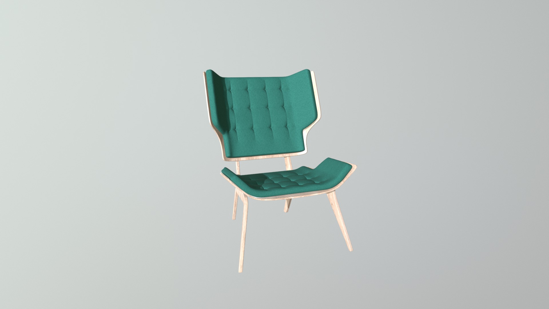3D model Wooden Chair with Green Seat - This is a 3D model of the Wooden Chair with Green Seat. The 3D model is about a green chair with a blue cushion.