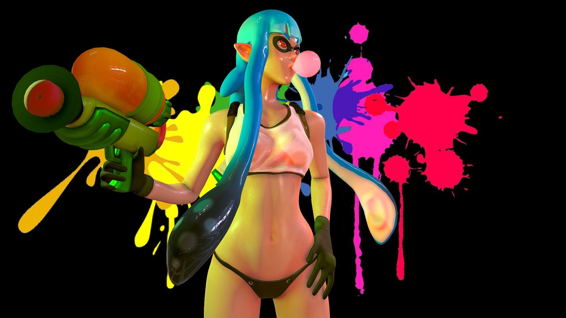 I saw this adult version of a girl inkling from Splatoon on the internet an...