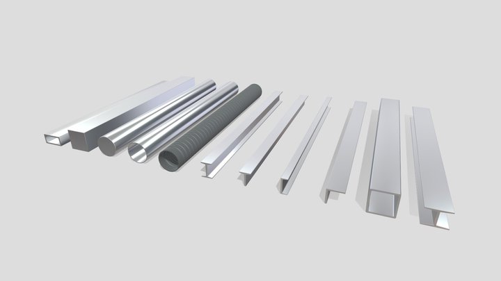 Steel Pipes and Beams Collection 3D Model