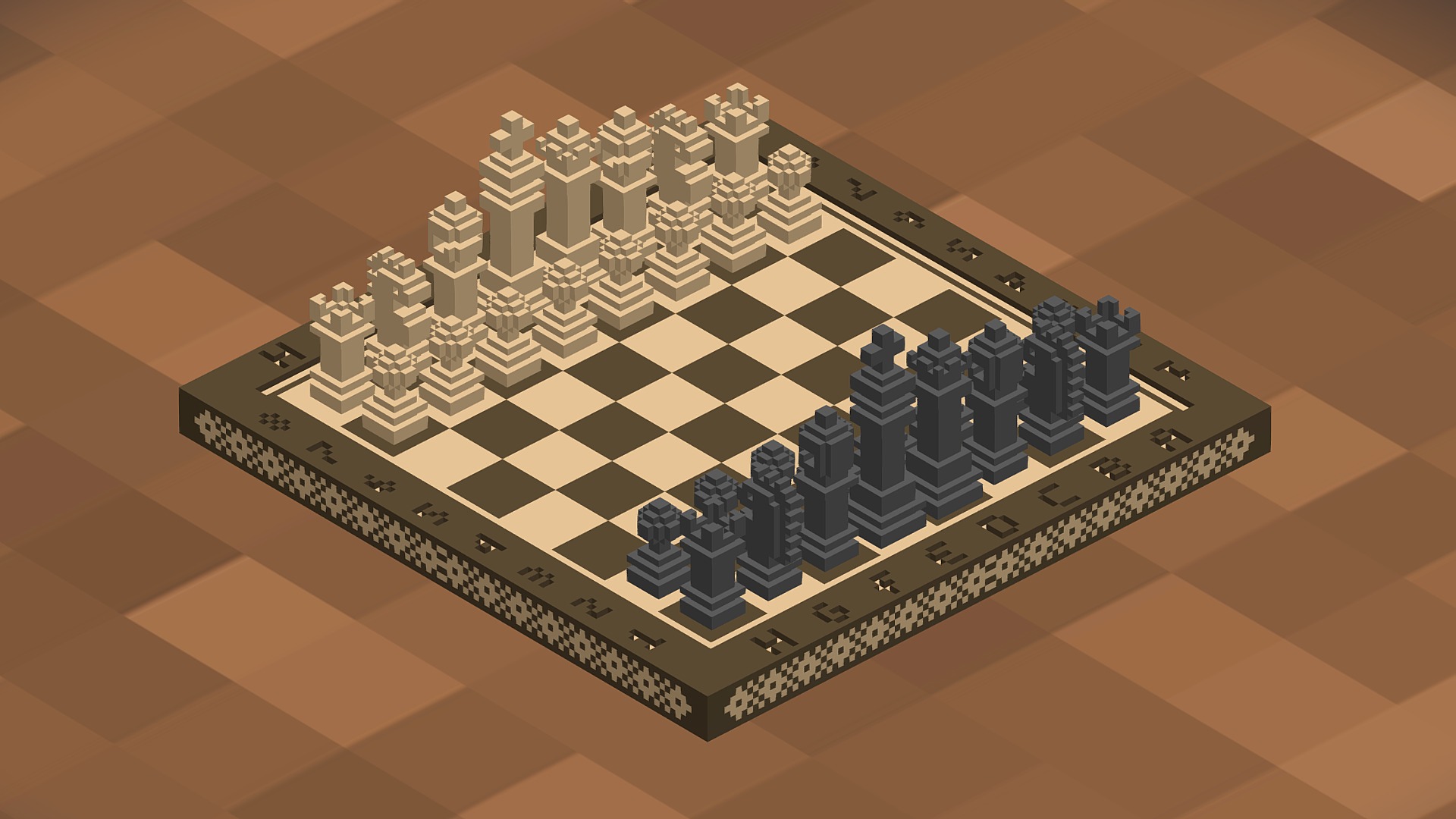 3D model Voxel Chess - This is a 3D model of the Voxel Chess. The 3D model is about diagram.