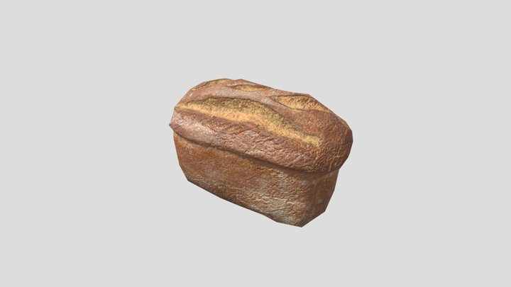 Wheat rye loaf of bread (low poly, game ready)