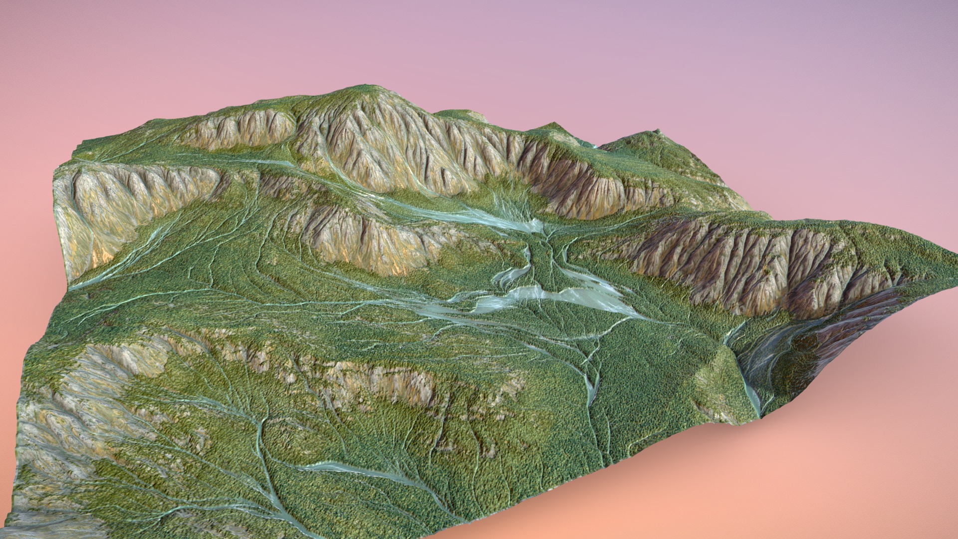 3D model Winding Currents Terrain - This is a 3D model of the Winding Currents Terrain. The 3D model is about map.