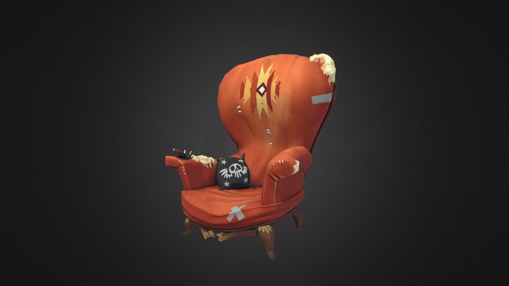 Old chair - stylized game ready lowpoly model 3D Model