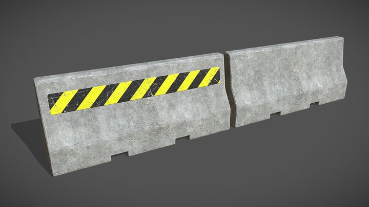 Jersey Barrier Variations - Game Ready Props 3D Model