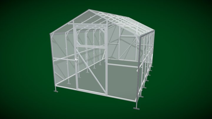 Gable roof greenhouse 3D Model