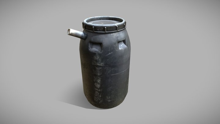 Black Irrigation Barrel 3D Model