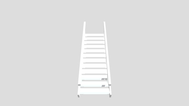 Wood Stairs With Railing 10 Steps 3D Model