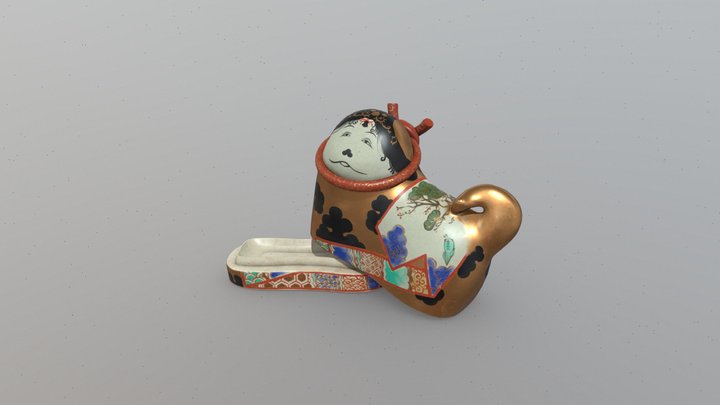 Edo Period Incense Box - Open 3D Model