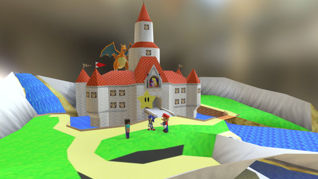 Junta random en castillo de Peach ft. Charizard 3D Model
