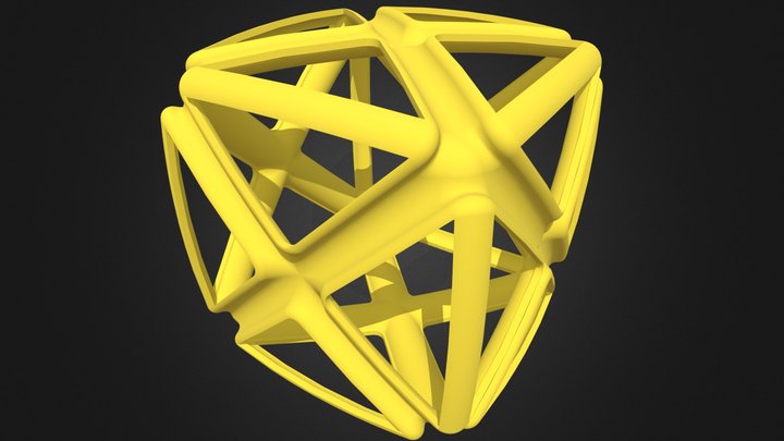 Wireframe Shape Geometric X Cube 3D Model