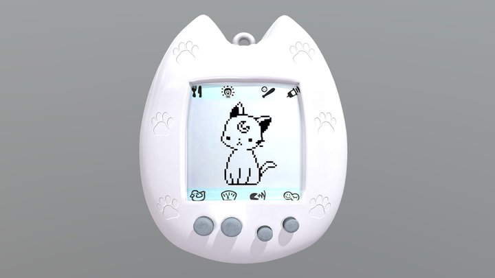 Tamagochi Cute Cat Toy Low-poly 3D Model