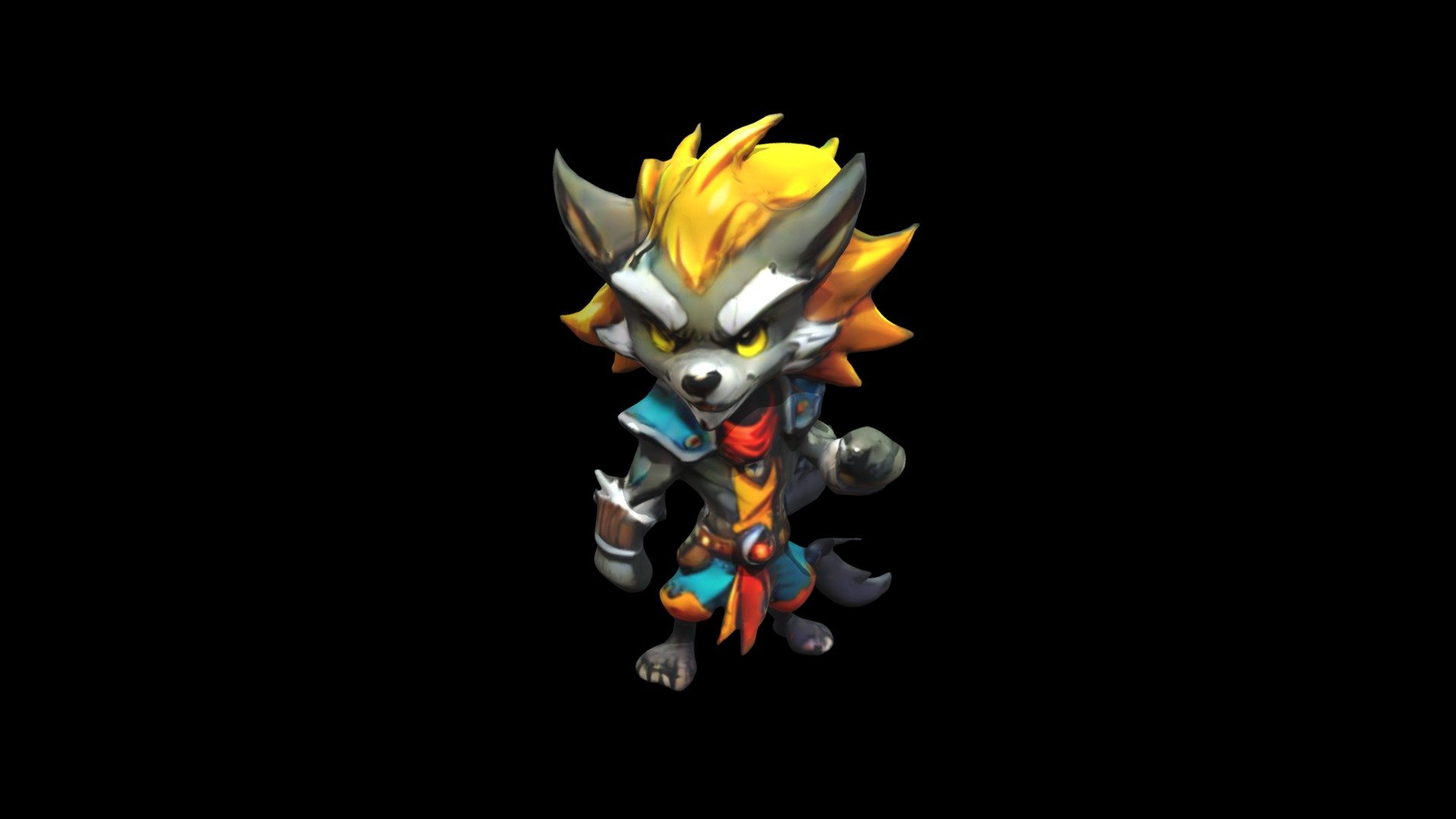 a cartoon drawing of a werewolf with yellow h - Download Free 3D model ...