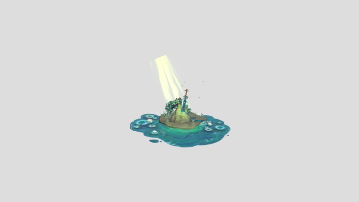Handpainted Sword Diorama 3D Model