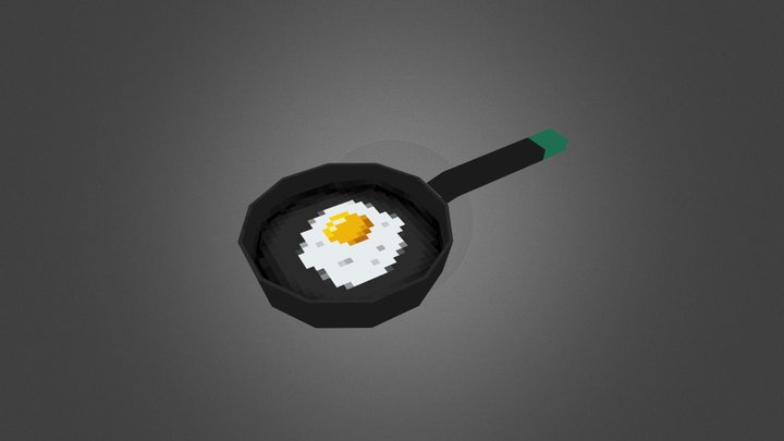 frying pan with fried eggs 3D Model
