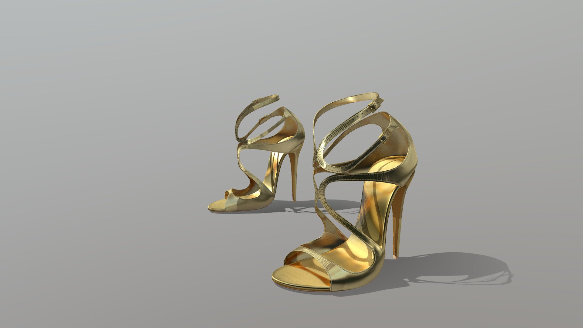 Metalic Gold Leather High Heel Sandals - Buy Royalty Free 3D model by ...