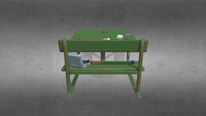 School Desk 3D Model