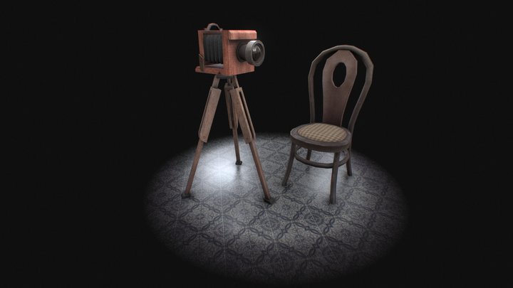 Old Chair and Camera 3D Model